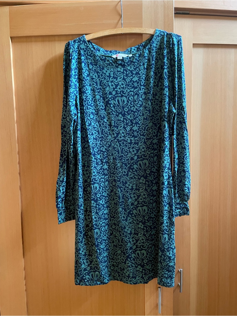 Boden Teal and Navy Floral Long-Sleeve Tunic, 12L